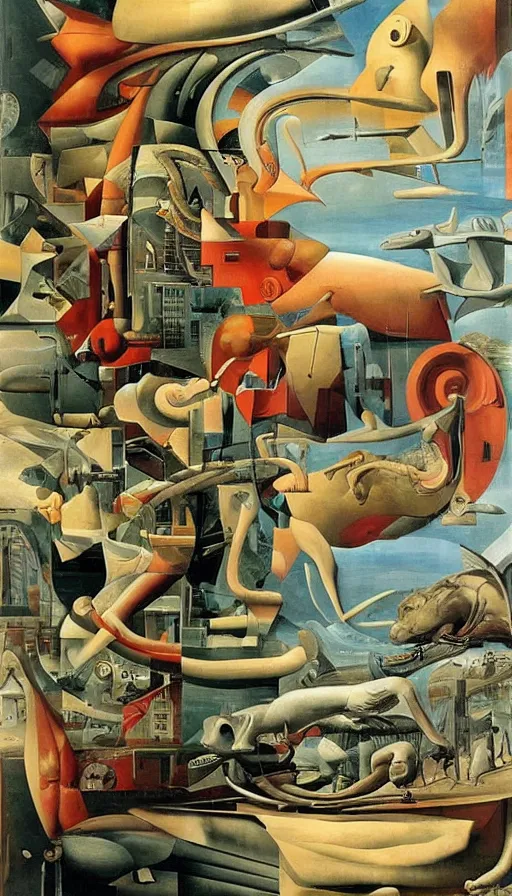 Prompt: maximalist surrealism by di chirico