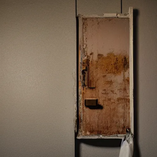 Image similar to door in a dimly lit creepy room, liminal space, greg rutkowksi and tooth wu