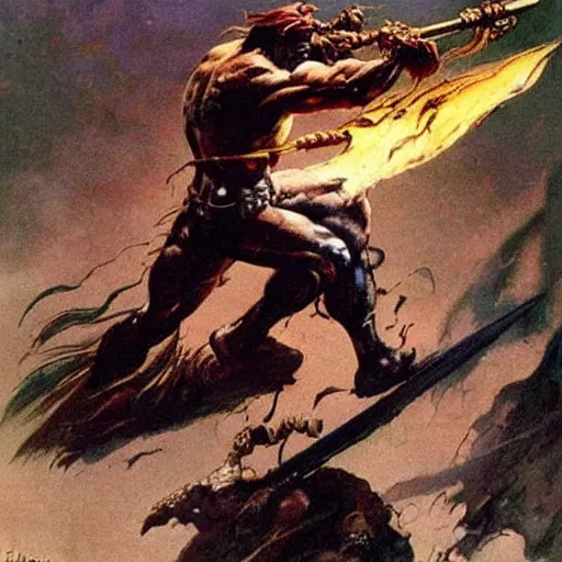 Image similar to warrior by Frank Frazetta,fantasy artwork,bold,striking,high quality!!!!!,masterpiece!!!!