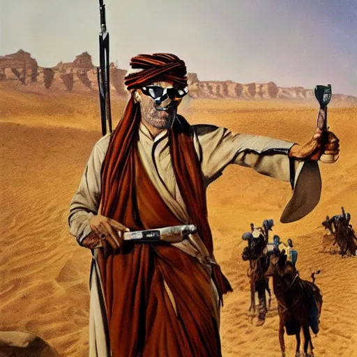 Prompt: Painting of Larry David leading the Great Arab Revolt