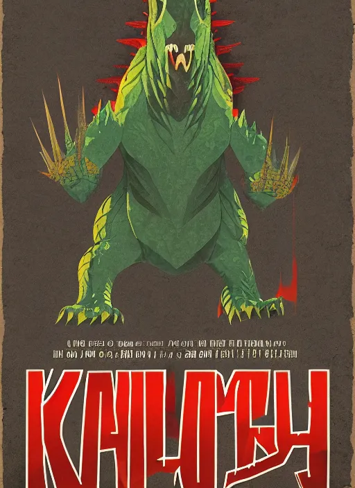 Prompt: Polish posters for kaiju film. Paper texture