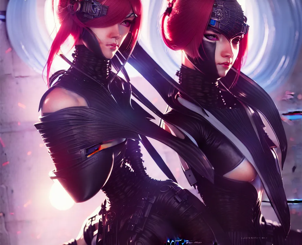 Image similar to portrait futuristic ninja gaiden girl, at future neon light rooftop, ssci - fi and fantasy, intricate and very very beautiful and elegant, highly detailed, digital painting, artstation, concept art, smooth and sharp focus, illustration, art by tan zi and ayanamikodon and alphonse mucha and wlop