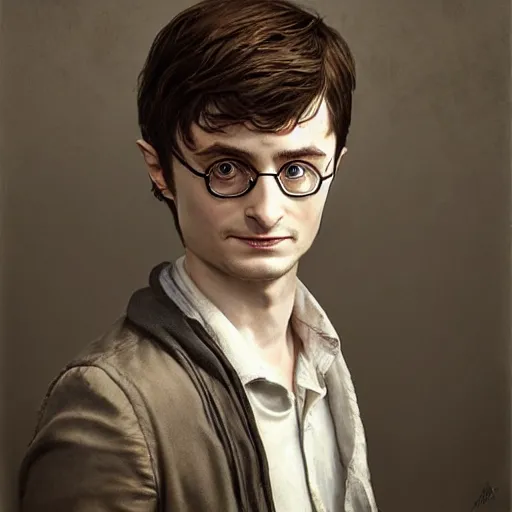 Prompt: portrait of elijah wood dressed and acting as daniel radcliffe, photo realistic, highly detailed, perfect face, fine details, by ha gyung, zac retz, peter mohrbacher, hans thoma, greg rutkowski, alexandros pyromallis