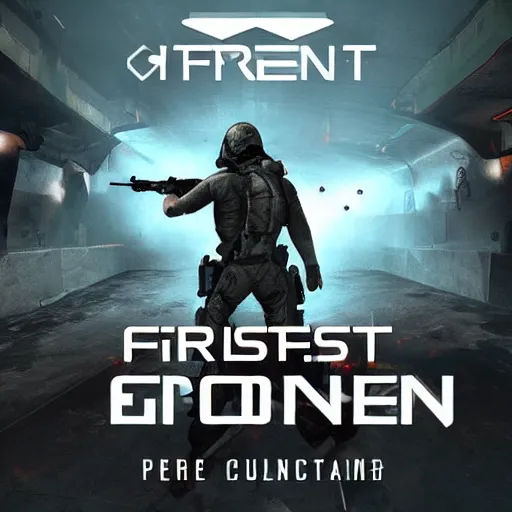 prompthunt: generic first person shooter video game box art