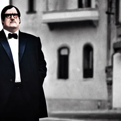 Prompt: film still featuring peter griffin as a mob boss, italian mafia, gangster film, directed by martin scorcese