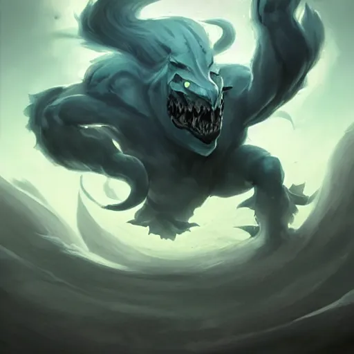 Prompt: Wind monster spirit white shadow fiend from dota 2, dnd style, epic fantasy game art, by Greg Rutkowski, hearthstone artwork