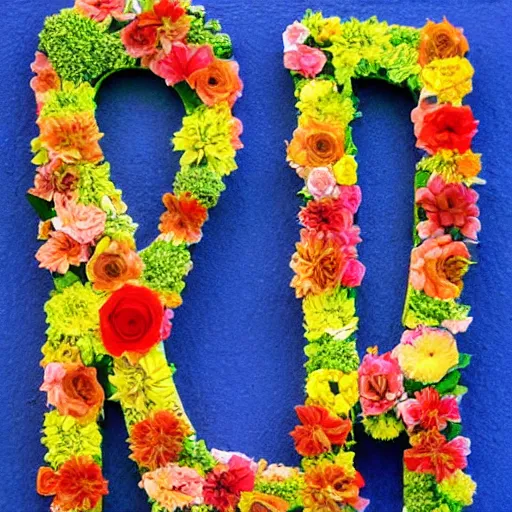 Image similar to the letter a made of colorful flowers.