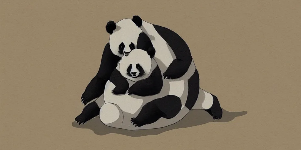 Image similar to “a lovely panda animation style. Concept art by Nico Marlet”