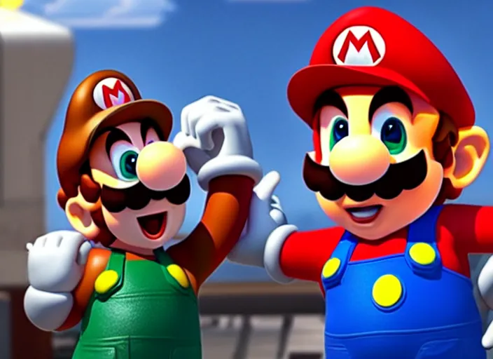 Prompt: film still of mario and yoshi in the new sci - fi movie, 8 k