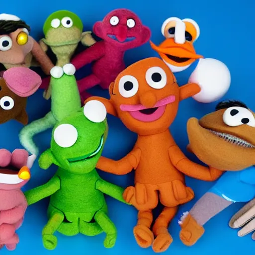 Prompt: the cast of squid game as a muppet. highly detailed felt. hyper real photo. 4 k.