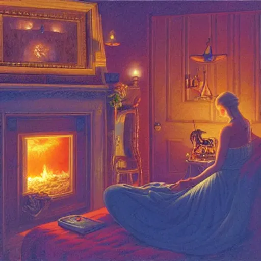 Image similar to art by delphin enjolras, james christensen, rob gonsalves and tim white