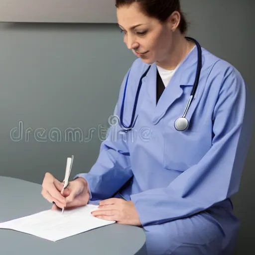 Image similar to Doctor filling a release form. stock photography