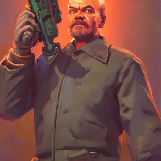 Prompt: vladimir lenin as doomguy, 4 k, hd 2 0 2 2 3 d global illumination rtx hdr style radiating a glowing aura global fanart artstation by jesper ejsing, by rhads, makoto shinkai and lois van baarle, ilya kuvshinov, rossdraws digital painting, illustration, cinematic lighting pixar and disney unreal