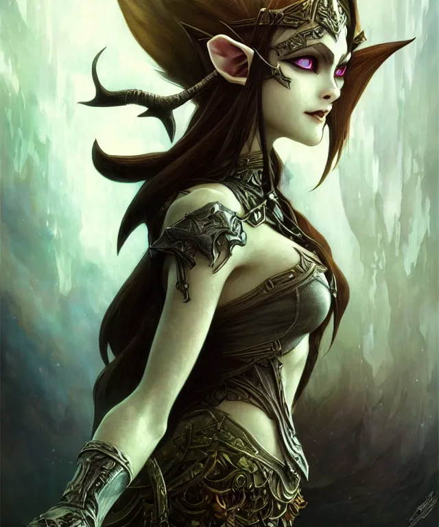 Image similar to dark fantasy, midna legend of Zelda Twilight Princess, dark surrealist , fantasy, intricate, elegant, highly detailed, digital painting, artstation, concept art, smooth, sharp focus, illustration, art by artgerm and greg rutkowski and alphonse mucha