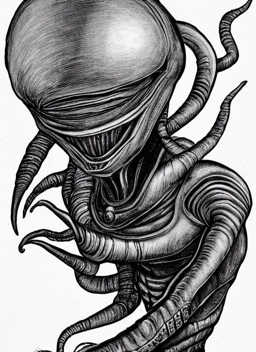 Image similar to alien in the style of barlowe wayne