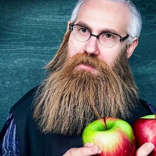 Prompt: beautiful professional photograph of a wizard with a very long white beard, brewing brewing, potions, elixirs, potions potions, in an apple!!! orchard