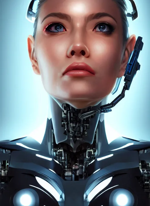 Image similar to portrait of a cyborg woman who turns her head to the (((((right))))) (((((left))))) up!!! (((((down)))))by Artgerm,eyes closed , biomechanical, hyper detailled, trending on artstation