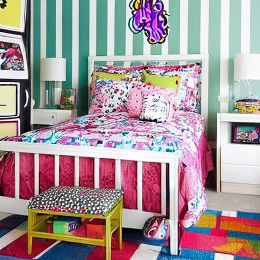 Image similar to 90s style kids bedroom.
