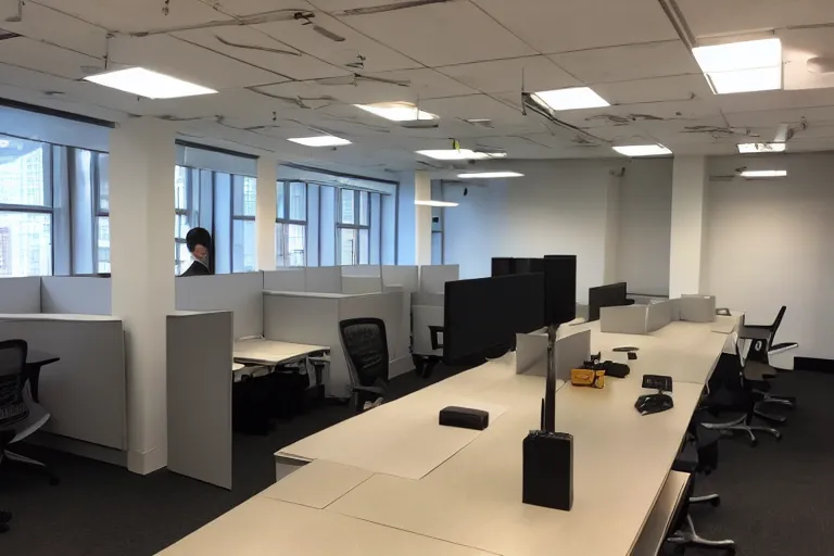 Prompt: nyc office space packed up for move out