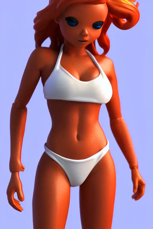 Prompt: full body 3 d render of individual bikini model as a funko pop!, studio lighting, white background, single body, no shadow, blender, trending on artstation, 8 k, highly detailed