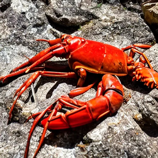 Prompt: crayfish with a whistle on the mountain