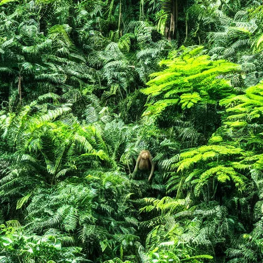 Image similar to dense jungle with monkeys