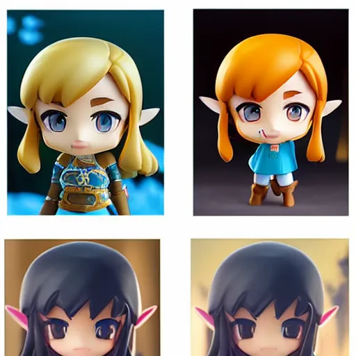 Image similar to high quality portrait flat matte painting of cute girl in the style of nendoroid and Toon Zelda , flat anime style, thick painting, medium close-up