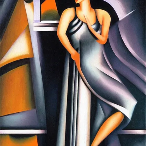 Image similar to art deco scenic, old movie, highly detailed, photorealistic, by tamara lempicka