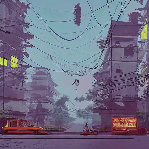 Prompt: hanoi in the style of stalenhag simon