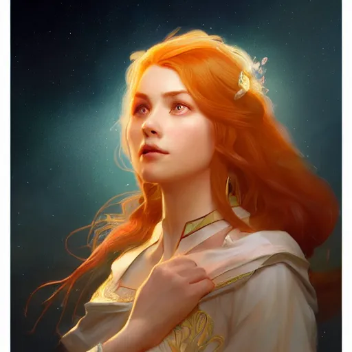 Image similar to aurora, child of light, highly detailed, digital painting, artstation, concept art, smooth, sharp focus, illustration, Unreal Engine 5, 8K, art by artgerm and greg rutkowski and alphonse mucha