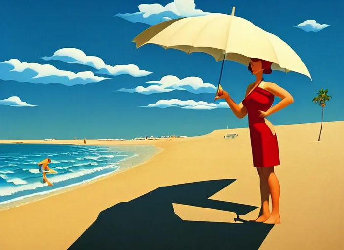 Prompt: on the beach, kenton nelson, hiroshi nagai