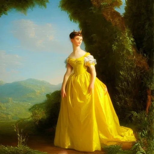 Image similar to A fox in a yellow dress by Thomas Cole, Carl Friedrich Deiker, and Robert Cleminson