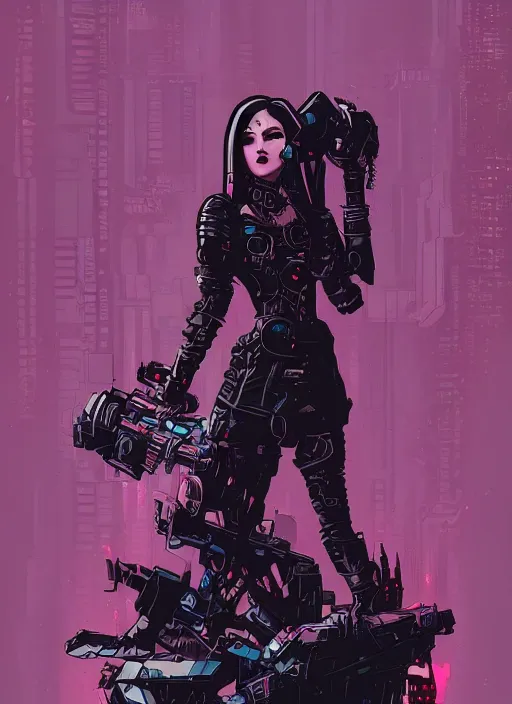 Image similar to beautifull goth maiden, cute face. warhammer, cyberpunk, artstation, art by petros afshar, tom whalen, laurie greasley and greg rutkowski and ilya kuvshinov