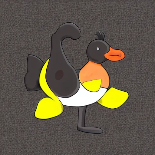 Prompt: character design of cute mole with black body and orange duck bill, cartoon style ，