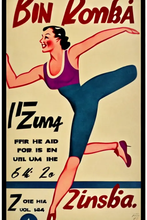 Image similar to 1940s zumba fitness art poster