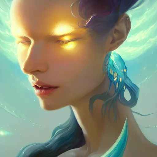 Image similar to a portrait of a beautiful emanation, art by pete mohrbacher and wlop and artgerm, digital art, highly detailed, intricate, fantasy, sharp focus, Trending on Artstation HQ, deviantart, unreal engine 5, 4K UHD image