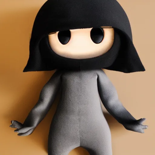 Prompt: cute fumo plush of a shadow girl made from vantablack, vray