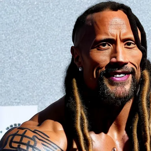 Image similar to dwayne johnson with dreadlocks