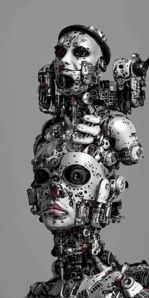 Prompt: a beautiful cyborg made of elektron ceremonial maske