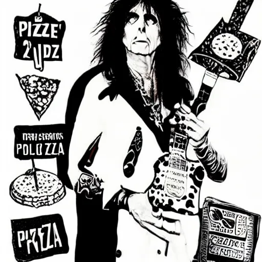 Image similar to alice cooper as a pizza