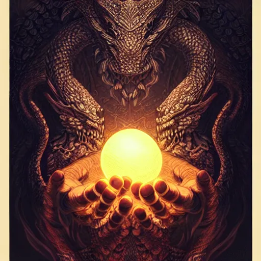 Image similar to odin holds his hands on the dragon orb, beautiful detailed pixelart by albertov, intricate details, beautiful, dithered gradients, volumetric lighting, cgsociety, artstation, smooth, sharp focus, 2 d illustration, by greg rutkowski, amazing art by dan mumford