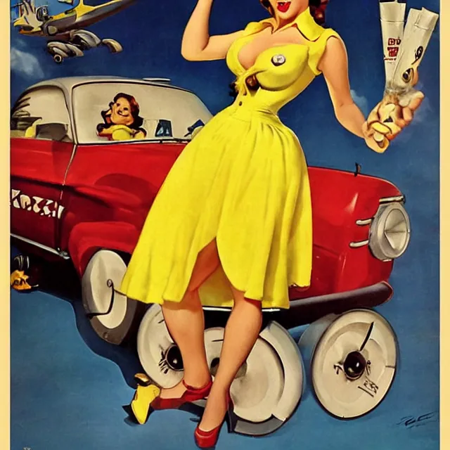 Prompt: pin - up poster of a minion by gil elvgren