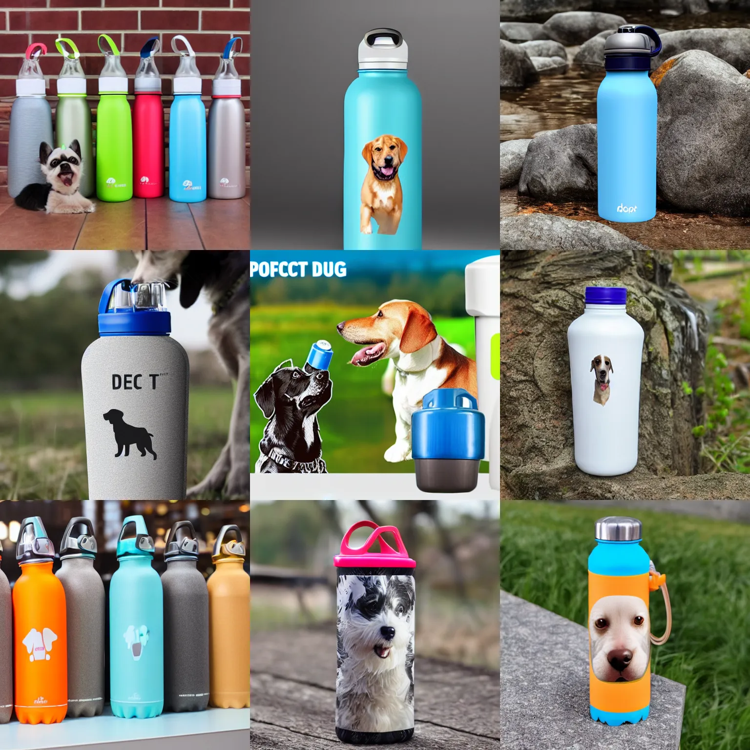 Prompt: product deign of a water bottle for dogs