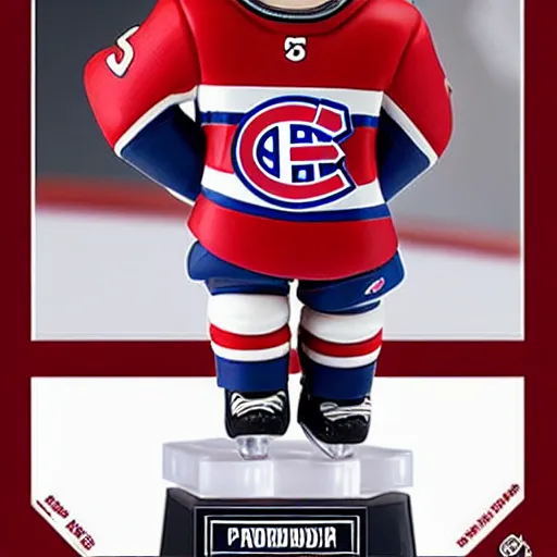 Image similar to high quality portrait flat matte painting of cute Nendoroid figurine of Patrick Roy Goaltender, in the style of nendoroid and manga NARUTO, number 33 on jersey, Patrick Roy Goaltender, An anime Nendoroid of Patrick Roy, hall of fame goalie Patrick Roy!!!, number 33!!!!!, Montreal Habs Canadiens figurine, detailed product photo, flat anime style, thick painting, medium close-up