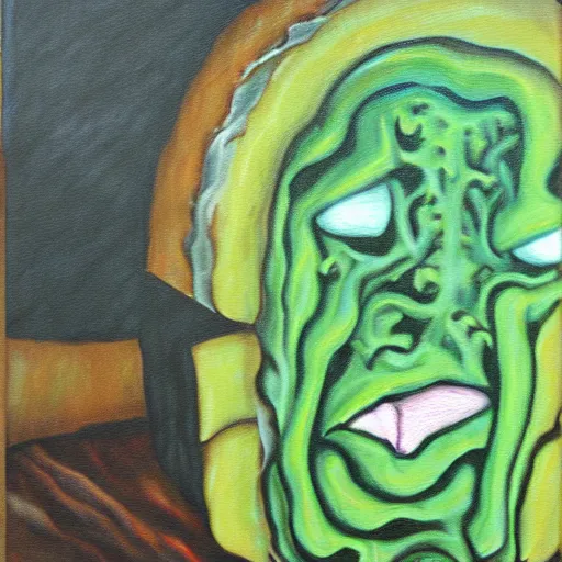 Prompt: a sandwich by h. p. lovecraft, acryl painting, high detail