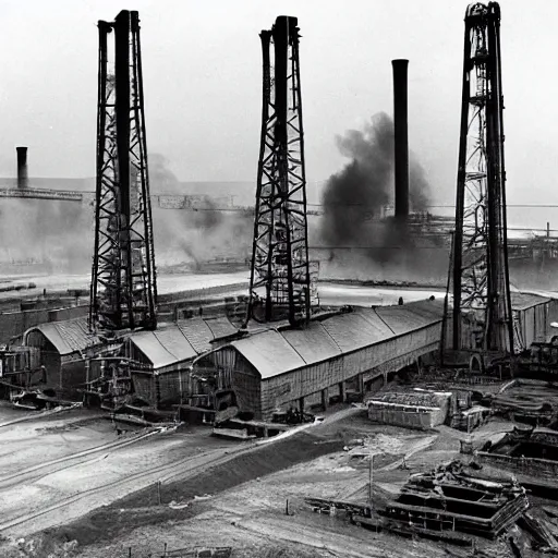 Prompt: sloss furnaces, 1 9 5 0 s,