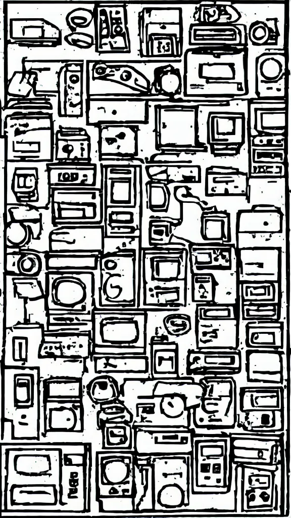 Prompt: 9 0 s clipart of y 2 k objects, macpaint, hyper colourful