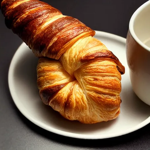 Prompt: croissant in a ceramic cup — n 9