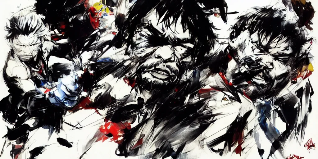 Image similar to a punch by Manny Pacquiao by Yoji Shinkawa and Ashley Wood