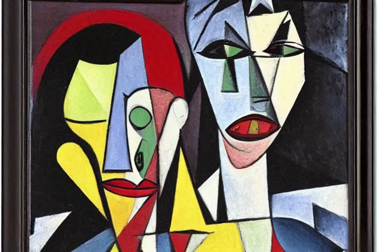Prompt: the ugly truth, female vampire, cubism by picasso